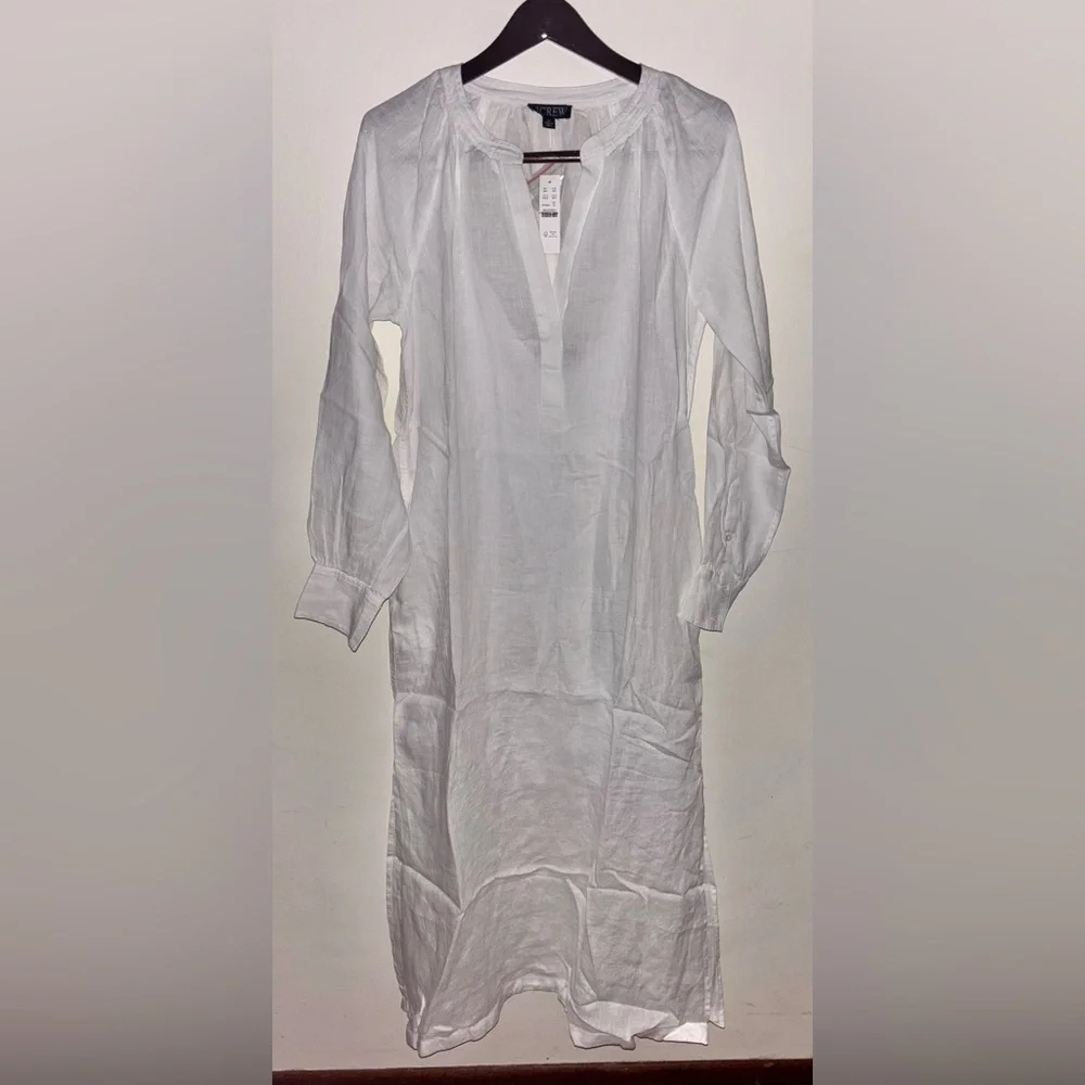 NWT J.Crew Cabana Maxi dress in linen TS Tall Small White Vacation Resortwear